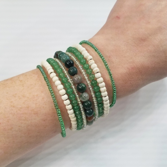 Wristy Wraps Jewelry - Mixed Gemstone Cuff Bracelet, Handmade